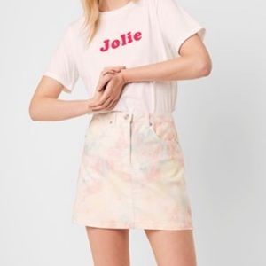 FRENCH CONNECTION | Pastel Tie Dye Denim Skirt